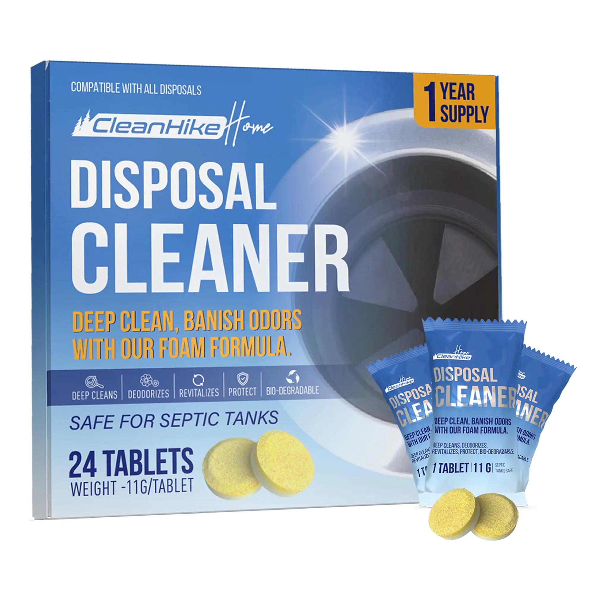 Lemon Scented Disposal Freshener Tabs - 24 Pack new foam formula